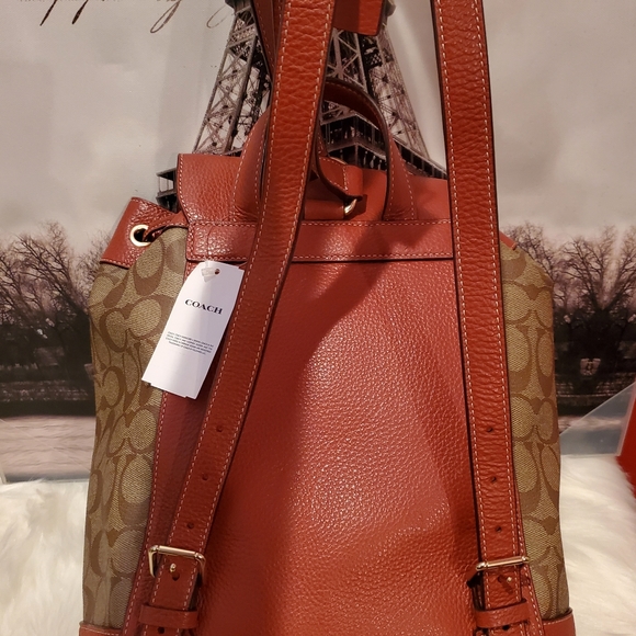 Coach Peanuts Dempsey Drawstring Backpack Bag (Redwood) - Picture 8 of 16